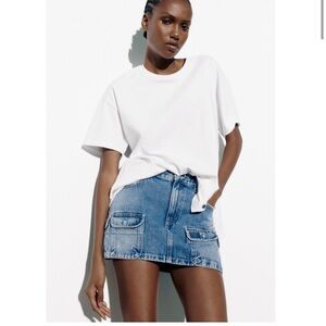 Zara Blue Denim cargo Skirt size  medium brand new